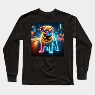 Neon Pug Dog Long Sleeve T-Shirt